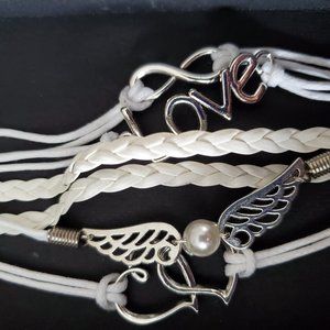 White Angel Love Heart Wrap Bracelet Women Jewelry
